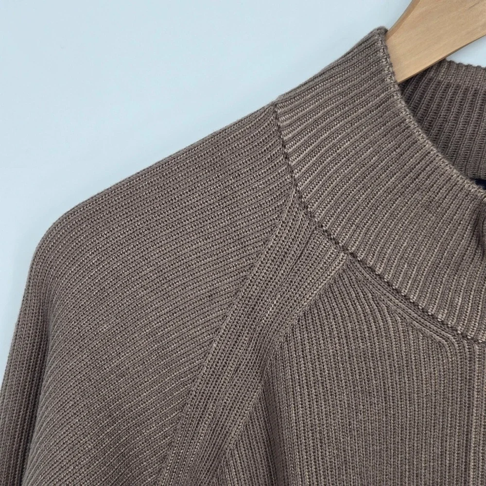 NWT Luchiano Visconti Mens S Taupe Brown Knit Sweater 1/4 Zip Quiet Luxury